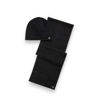Conjunto de gorro y bufanda negro