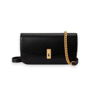 Bolso cartera Polo ID de piel con cadena negro