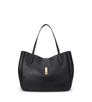 Bolso tote Polo ID grande de piel negro