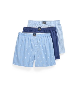 Set of 3 blue cotton boxers