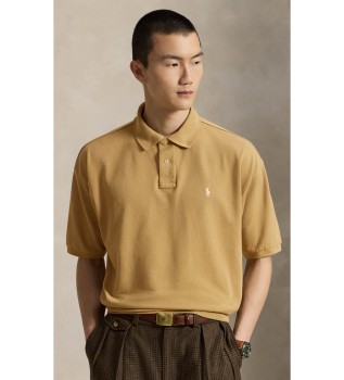 Beige piqué polo met relaxed fit