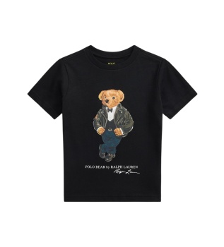 Camisola de malha de algodão Polo Bear preta