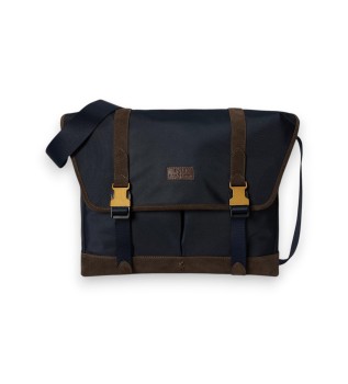 Messenger-Tasche mit Wildlederbesatz in Marineblau
