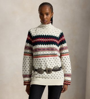 Pull en mélange de laine Fair Isle blanc