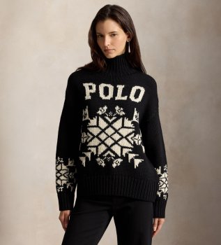 Pull en laine à col roulé noir