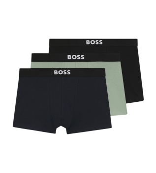 Conjunto de 3 Cuecas Boxer Lisas preto, verde