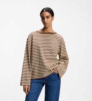 Maglia a maniche lunghe Ewa Stripe marrone
