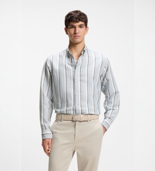 Camisa de riscas azul pastel