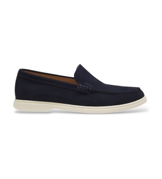 Navy blue Sienne leather moccasins