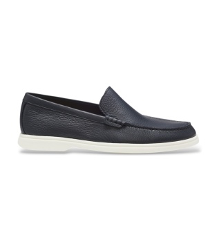 Navy blue Sienne leather moccasins
