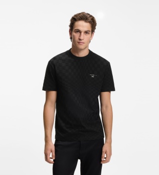 Tee-shirt jacquard à carreaux noir
