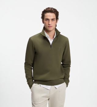 Sweatshirt med polokrage och halv dragkedja i grönt