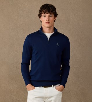 Maglione con zip Hrtg Cotton H Hzip blu navy