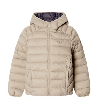 Edward beige hooded padded jacket