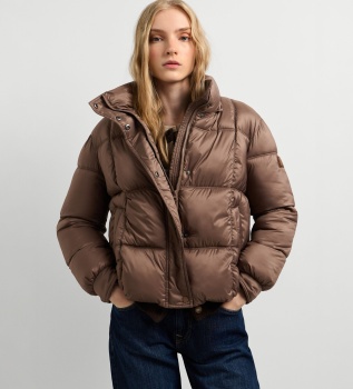 Gewatteerde jas Lauren Short cappuccino bruin