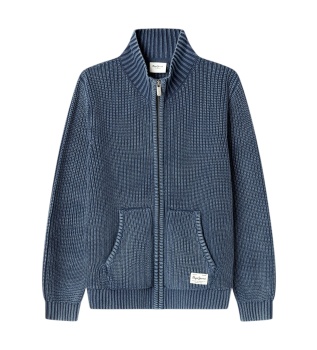 Gideon Zip navy blue jumper