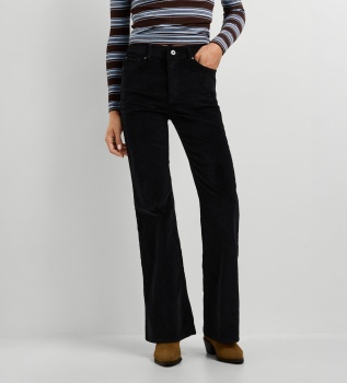Willa Corduroy Flared Pants in black