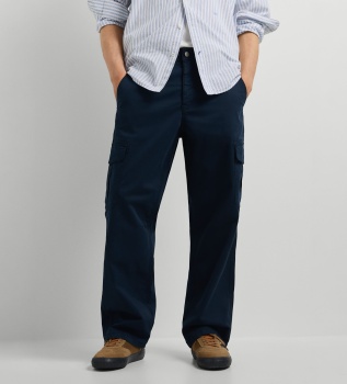 Calça Cargo Relaxed Twill marinho