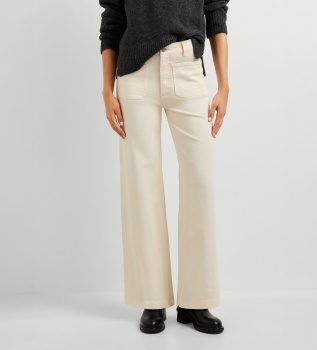 Calça Wide Crop Tania Pocket branco quebrado