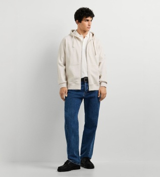 Sweat Jasper Melange Zip blanc cassé