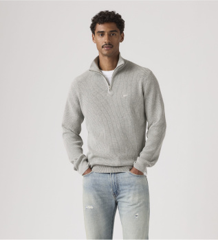 Housemark sweater med kvart lynlås i grå