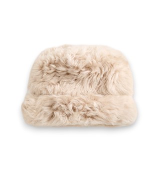 Beige shearling hat