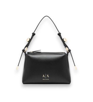 Bag with metallic appliques and adjustable strap black