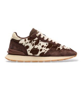 City Print brune læder-sneakers