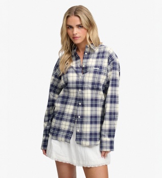 Chemise Check Flannel Relaxed bleu marine