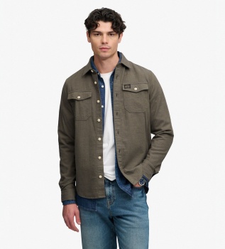 Military green Herringbone Workwear shirt
