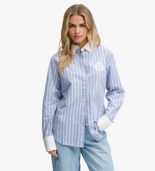 Chemise Poplin Cuff Stripe bleue