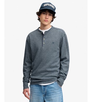 Blauw Slub Waffle T-shirt