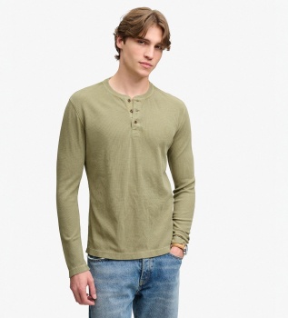 Khaki Waffle Henley T-Shirt