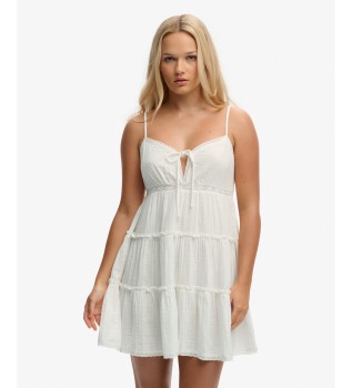 Off-white flæsekjole i mini-længde af chiffon