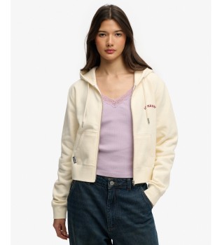 White Essential Logo Cropped Hoodie