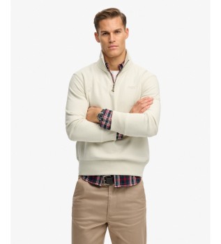 Sudadera Essential Logo media cremallera beige
