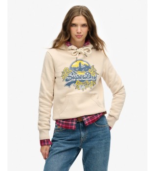 Beige Floral Hoodie