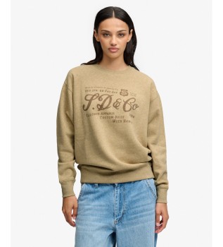 Industry Worker Loose Crew Sweatshirt Beige