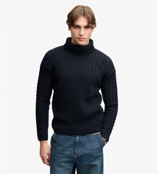 Navy Blue Jacob Cable Roll Jumper