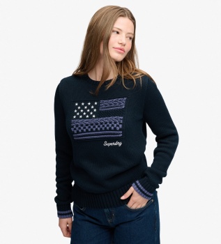 Sweter ze wzorem warkoczowym w kolorze granatowym
