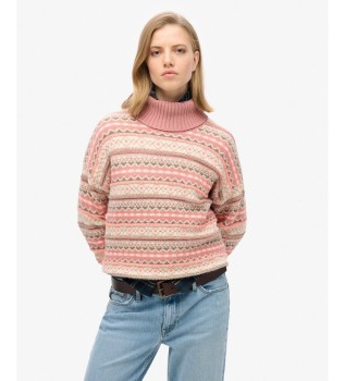 Strickpullover mit texturiertem Streifenmuster in Beige