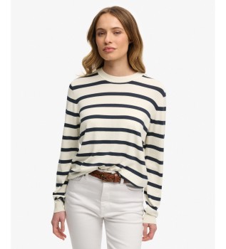 Essential Gestreepte Trui in Ecru en Marineblauw