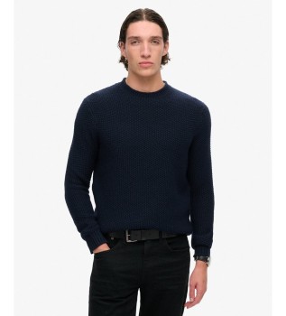 Sweter Merchant z teksturowanej dzianiny, granatowy