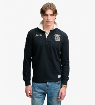 Polo rugby Double Emblem marine