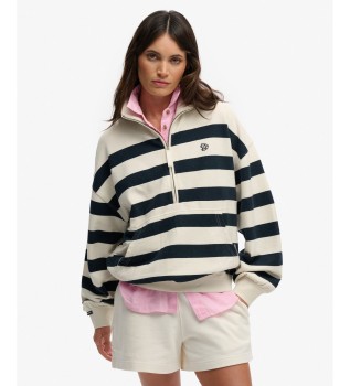 Navy Studios Stripe Half Zip Sweatshirt
