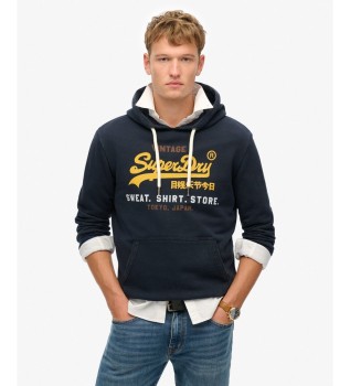 Sweater met capuchon en logo Vintage Cali navy