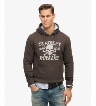 Braunes Kapuzensweatshirt mit Totenkopf