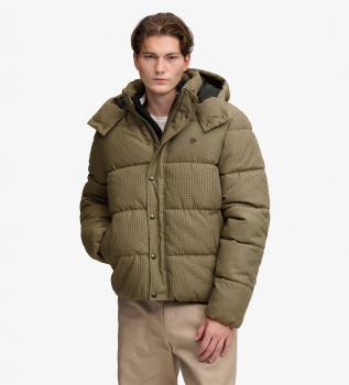 Premium geruite jas met capuchon in bruin