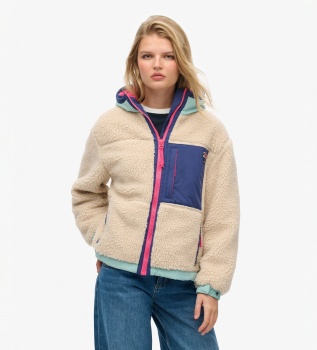 Vintage Hooded Sherpa hættetrøje i beige