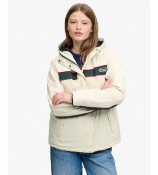 Vintage Hooded Wind Jacke mit Kapuze, beige